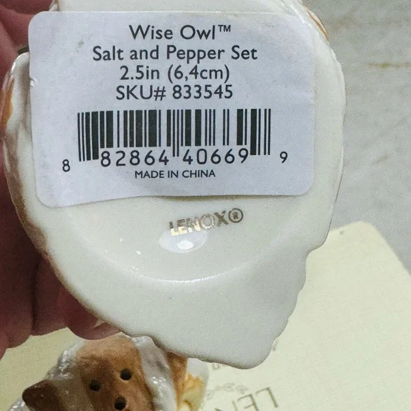 Lenox OWL Salt & Pepper Shakers "Wise Owl" NEW IN BOX - Picture 4 of 7